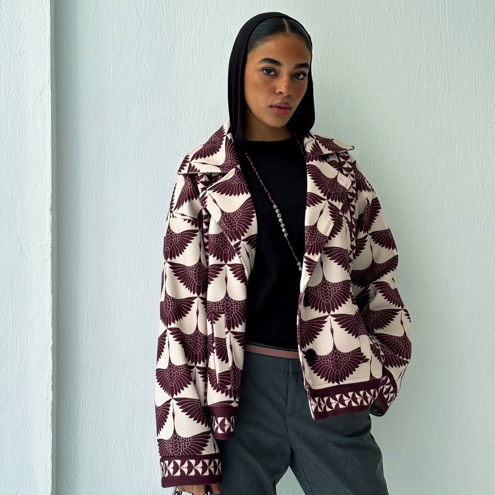 Burgundy Swan Jacket - AB ESSENTIALS