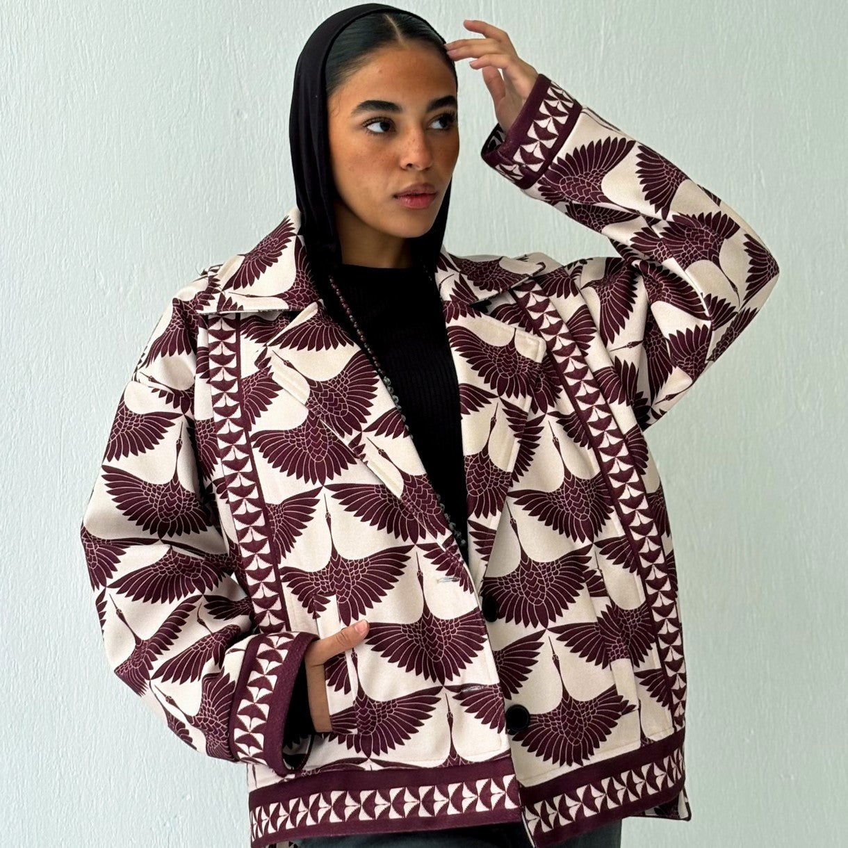 Burgundy Swan Jacket - AB ESSENTIALS