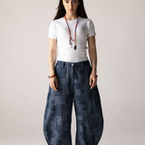 Checked Ballon Denim Pants - AB ESSENTIALS