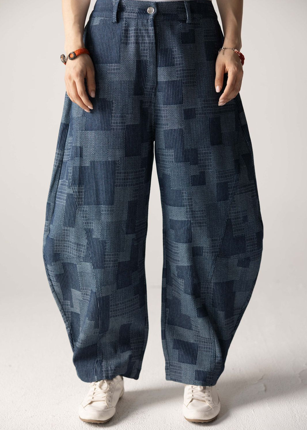 Checked Ballon Denim Pants - AB ESSENTIALS