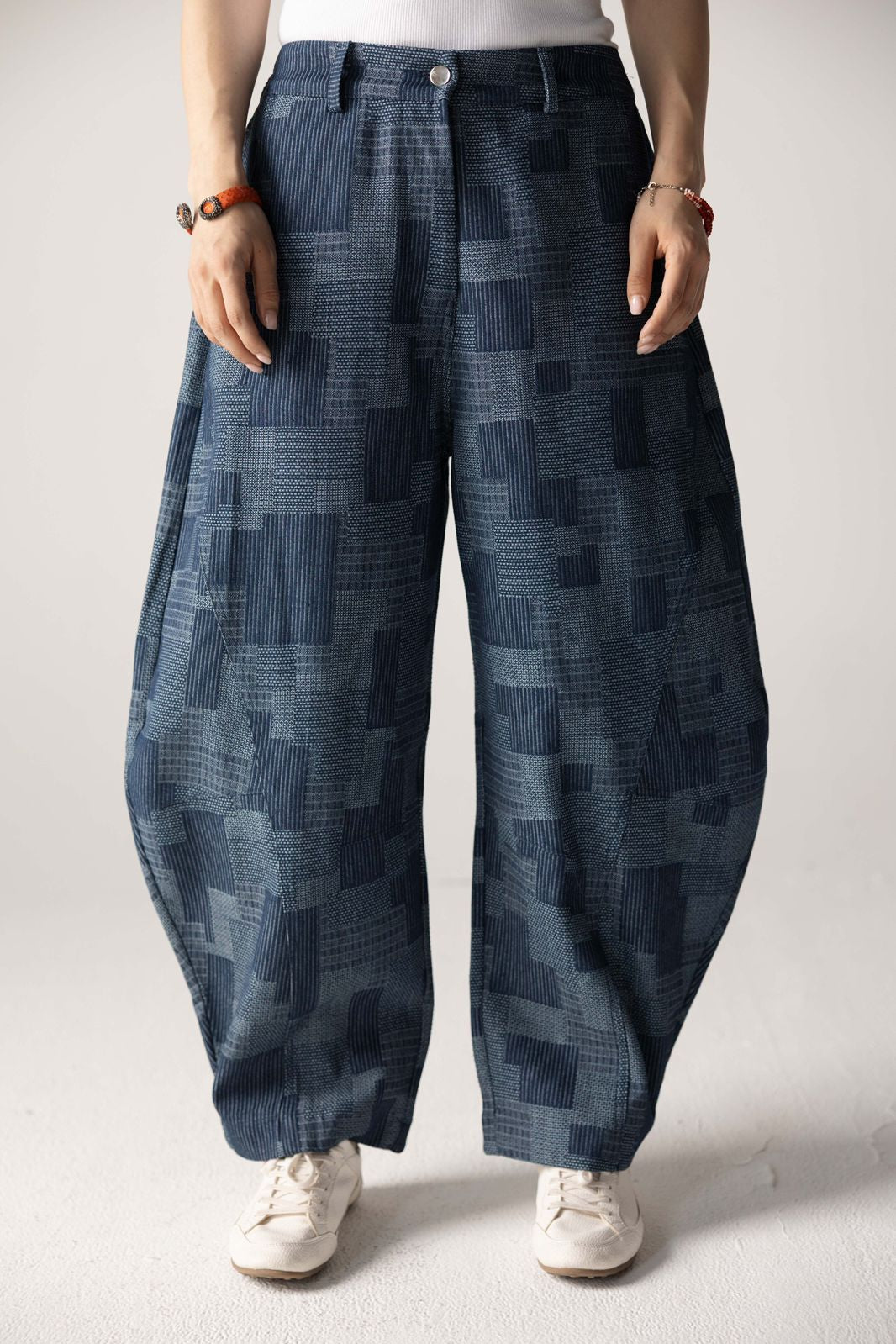 Checked Ballon Denim Pants - AB ESSENTIALS