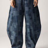 Checked Ballon Denim Pants - AB ESSENTIALS