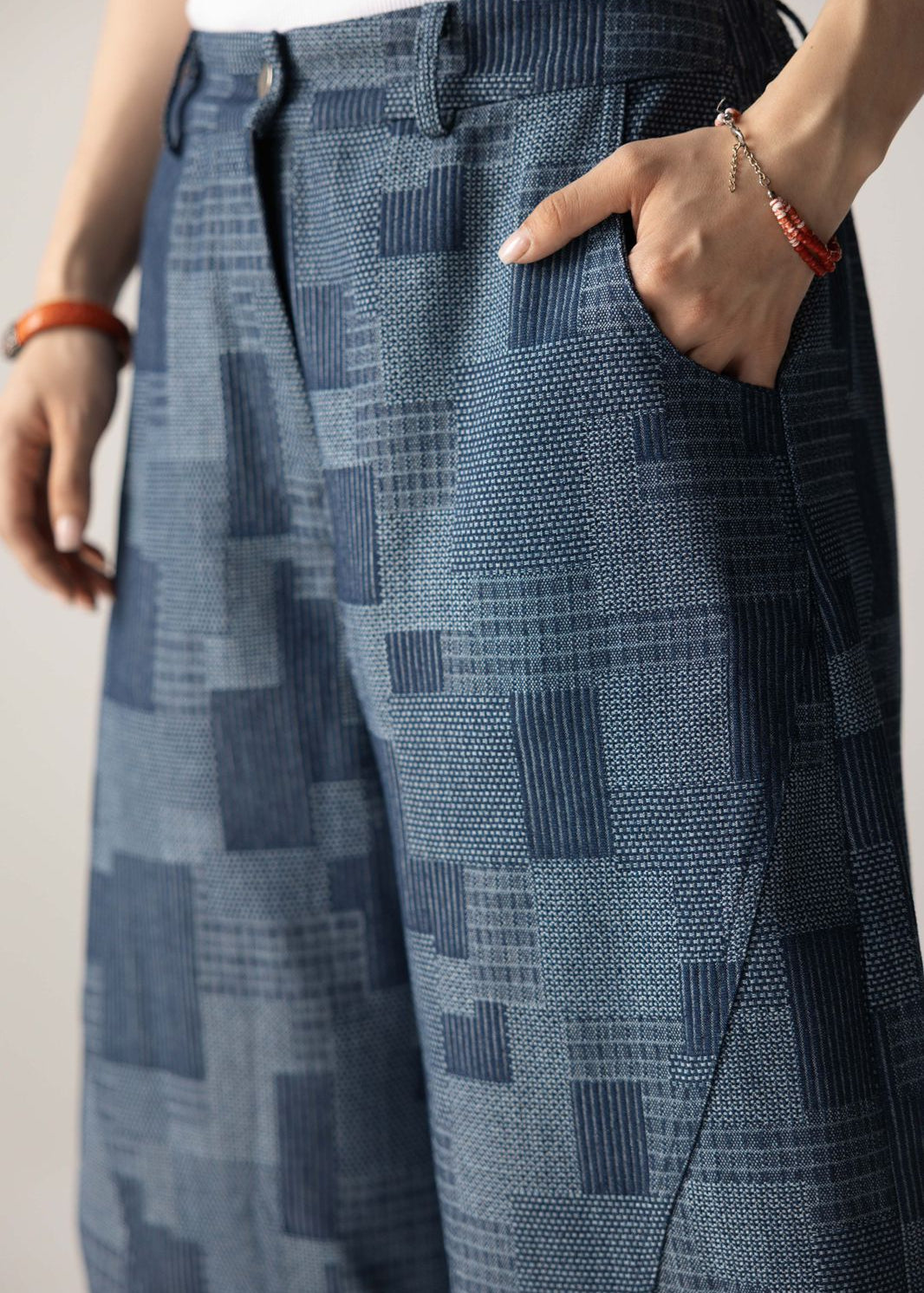 Checked Ballon Denim Pants - AB ESSENTIALS
