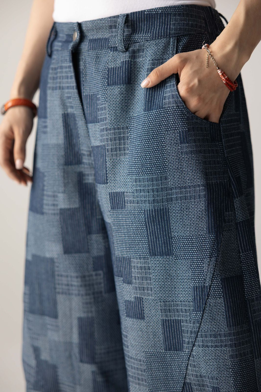 Checked Ballon Denim Pants - AB ESSENTIALS