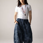 Checked Ballon Denim Pants - AB ESSENTIALS