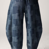 Checked Ballon Denim Pants - AB ESSENTIALS