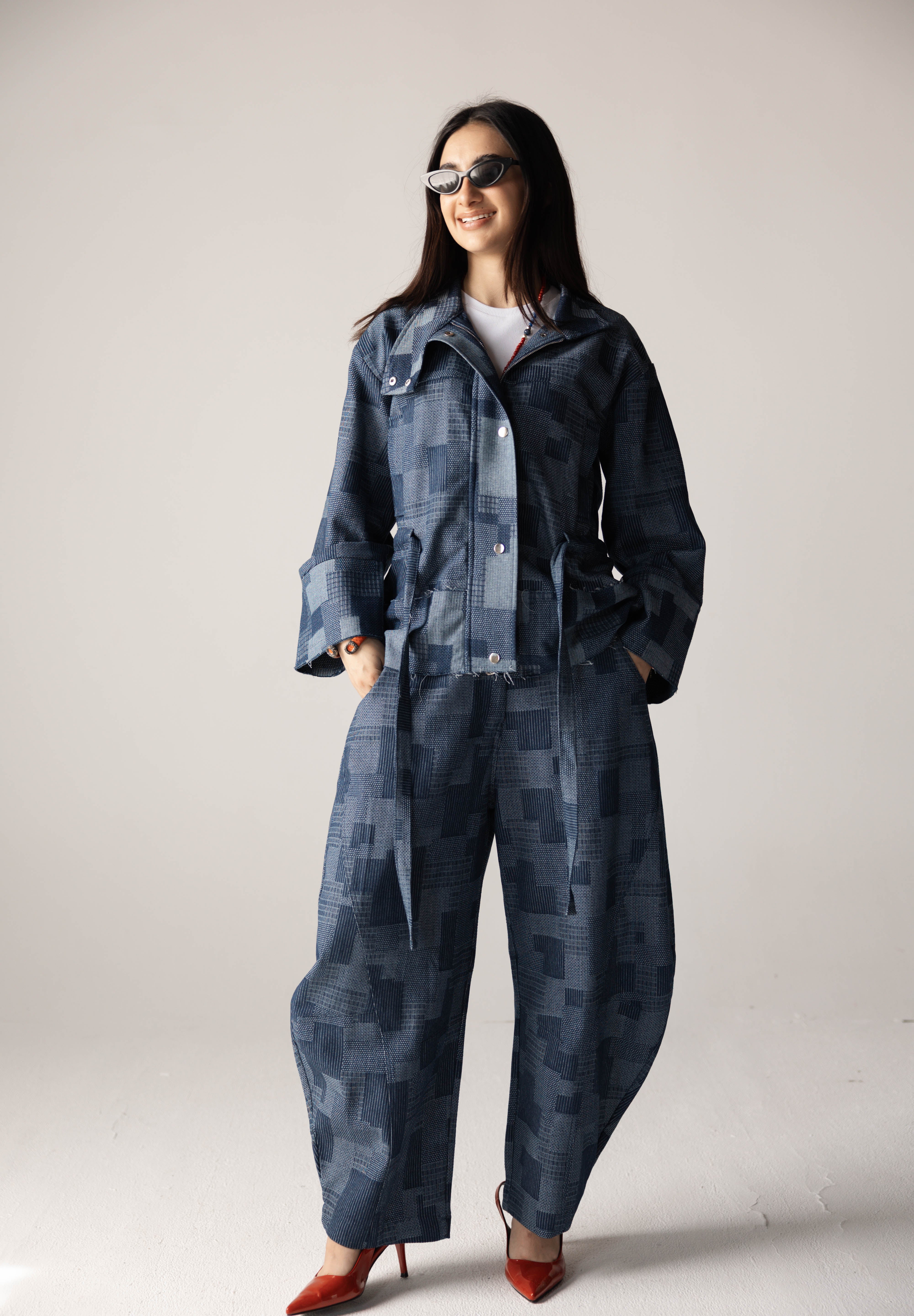 Checked Denim Jacket - AB ESSENTIALS
