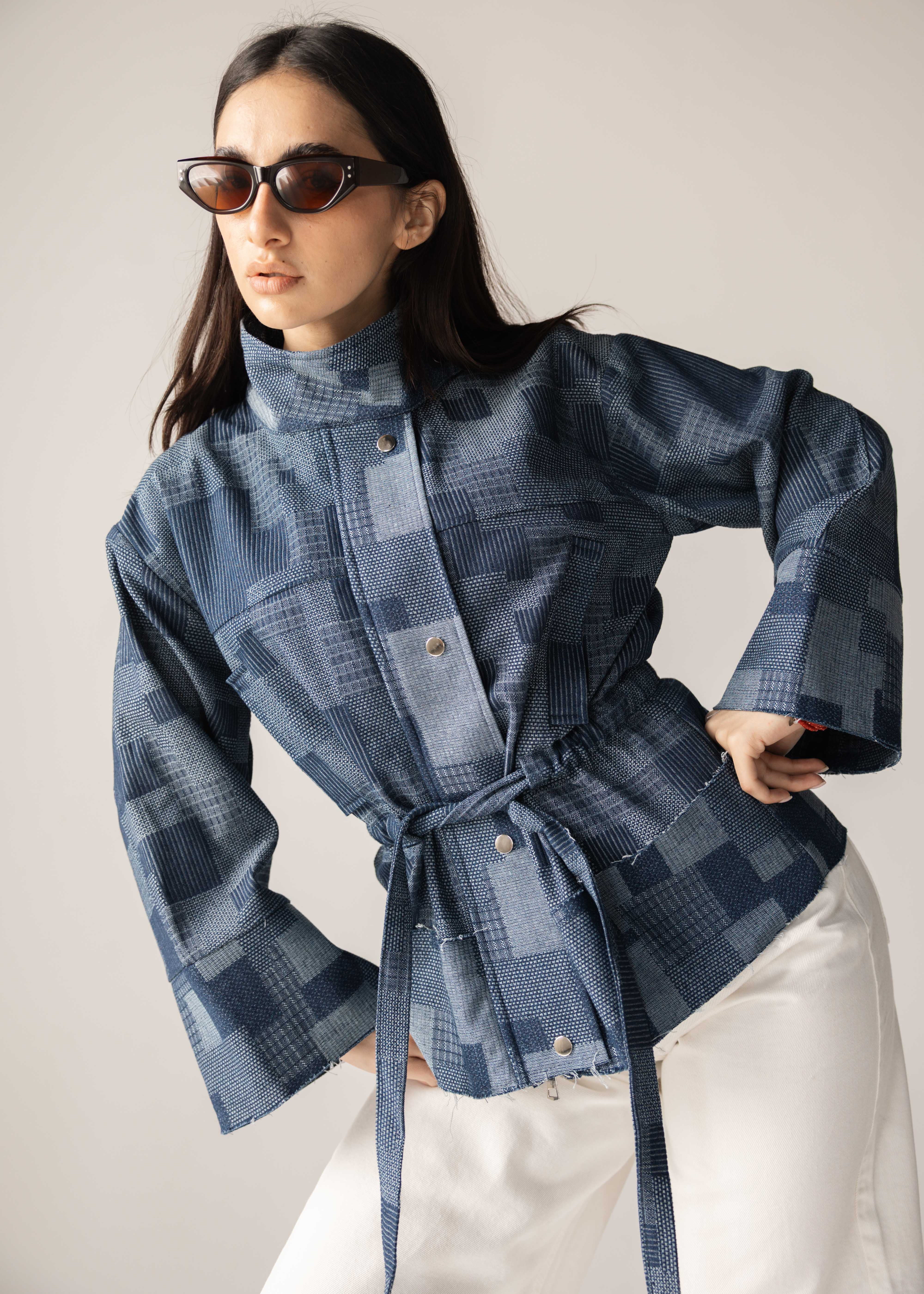 Checked Denim Jacket - AB ESSENTIALS