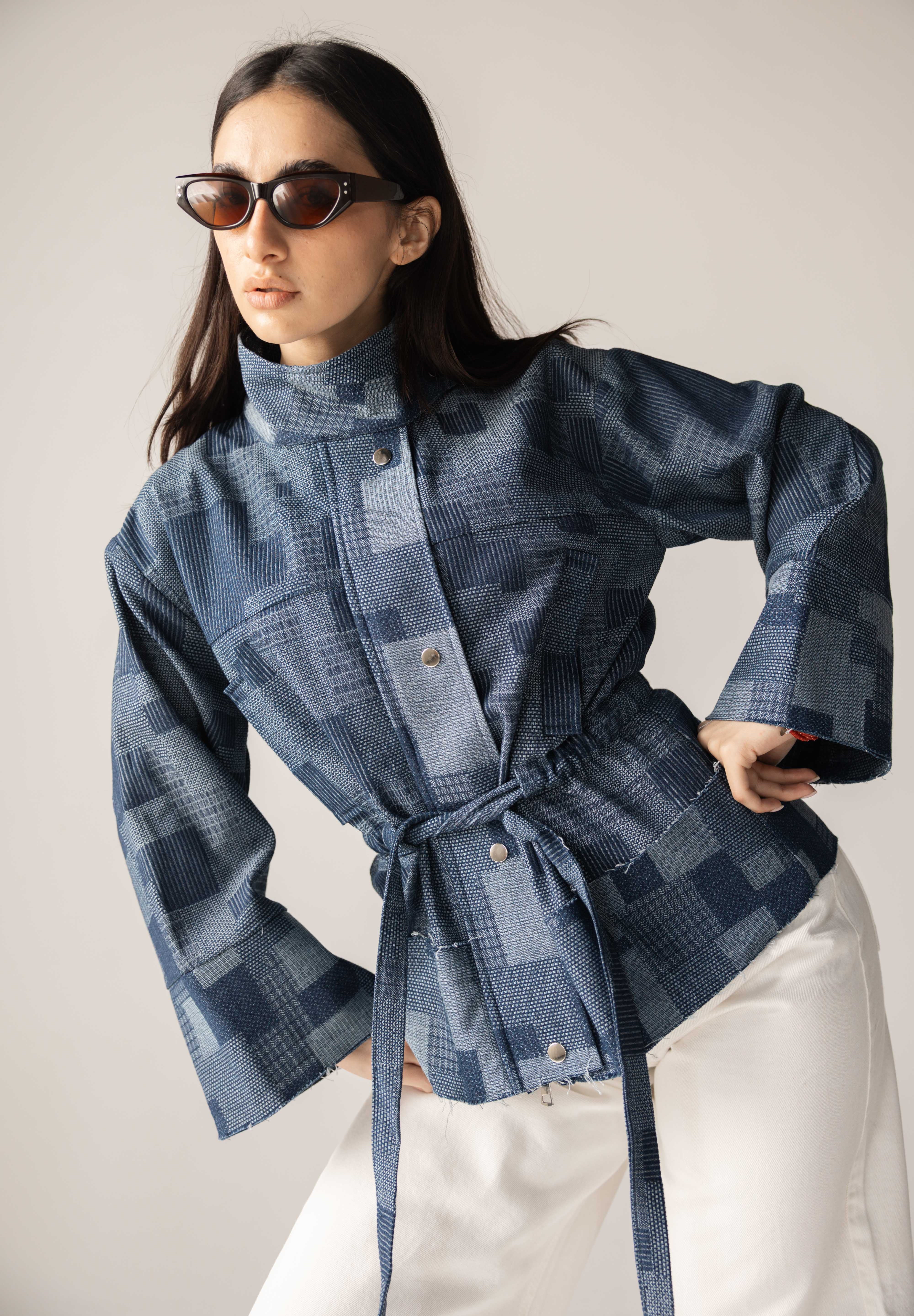 Checked Denim Jacket - AB ESSENTIALS