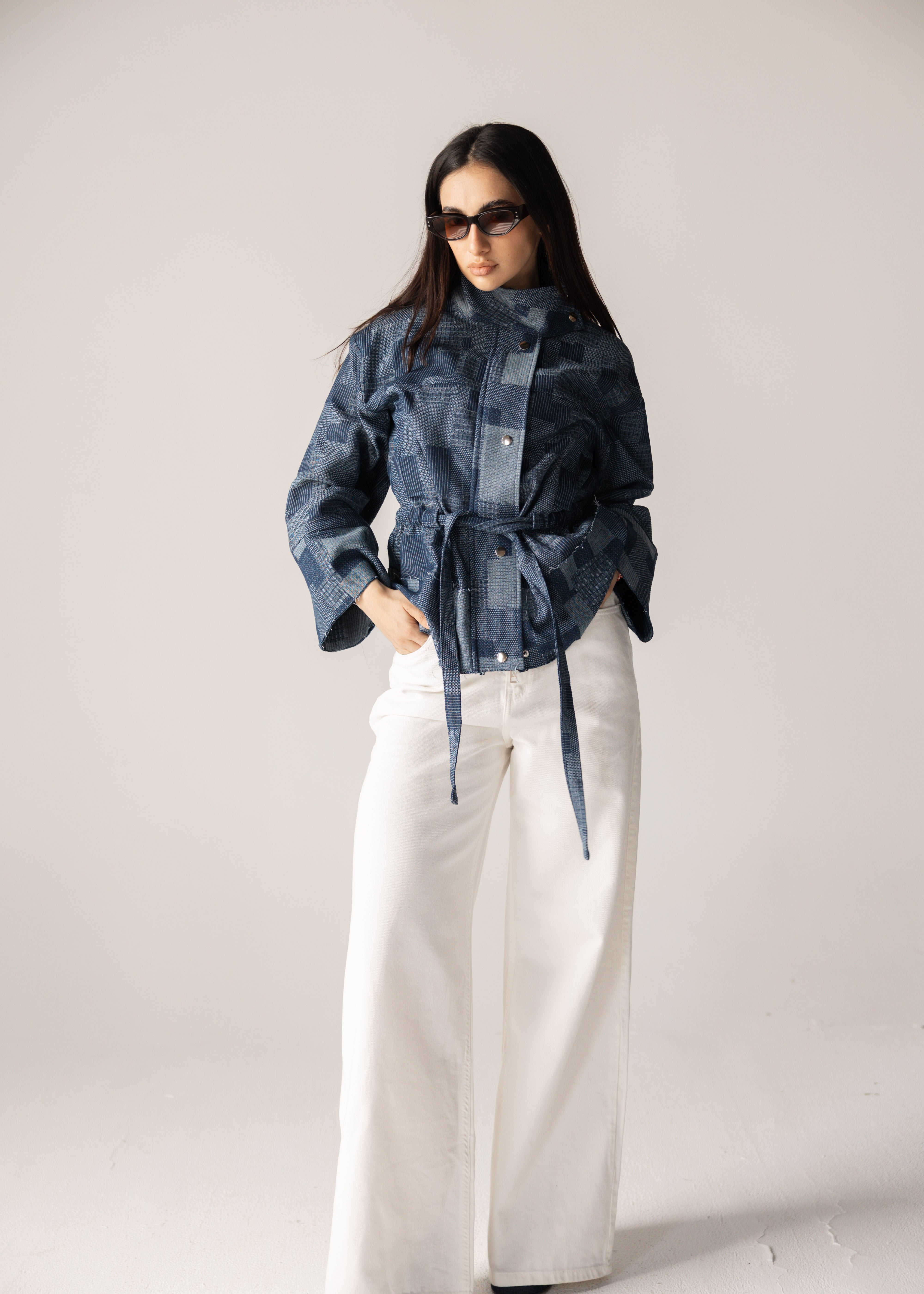 Checked Denim Jacket - AB ESSENTIALS