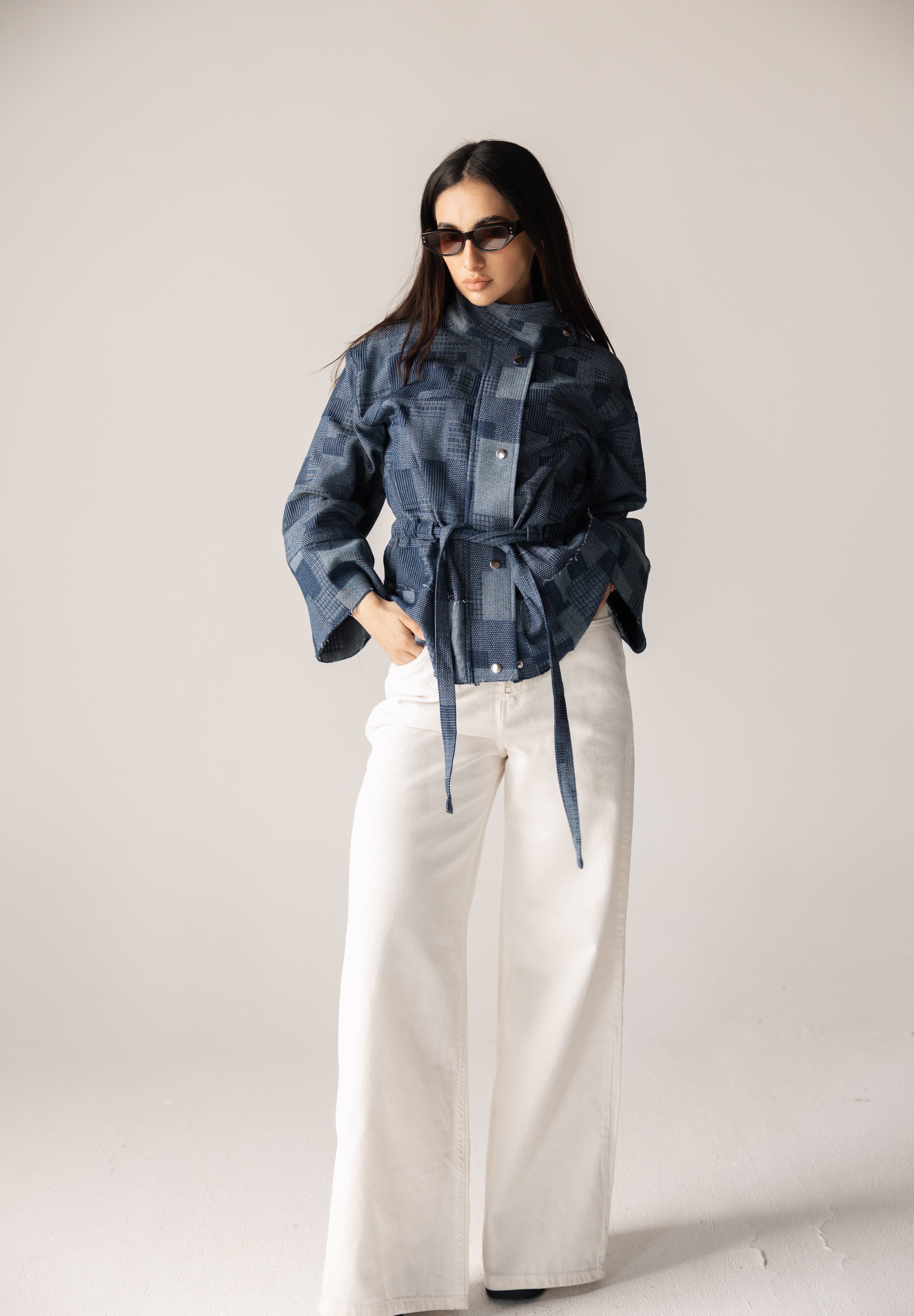 Checked Denim Jacket - AB ESSENTIALS