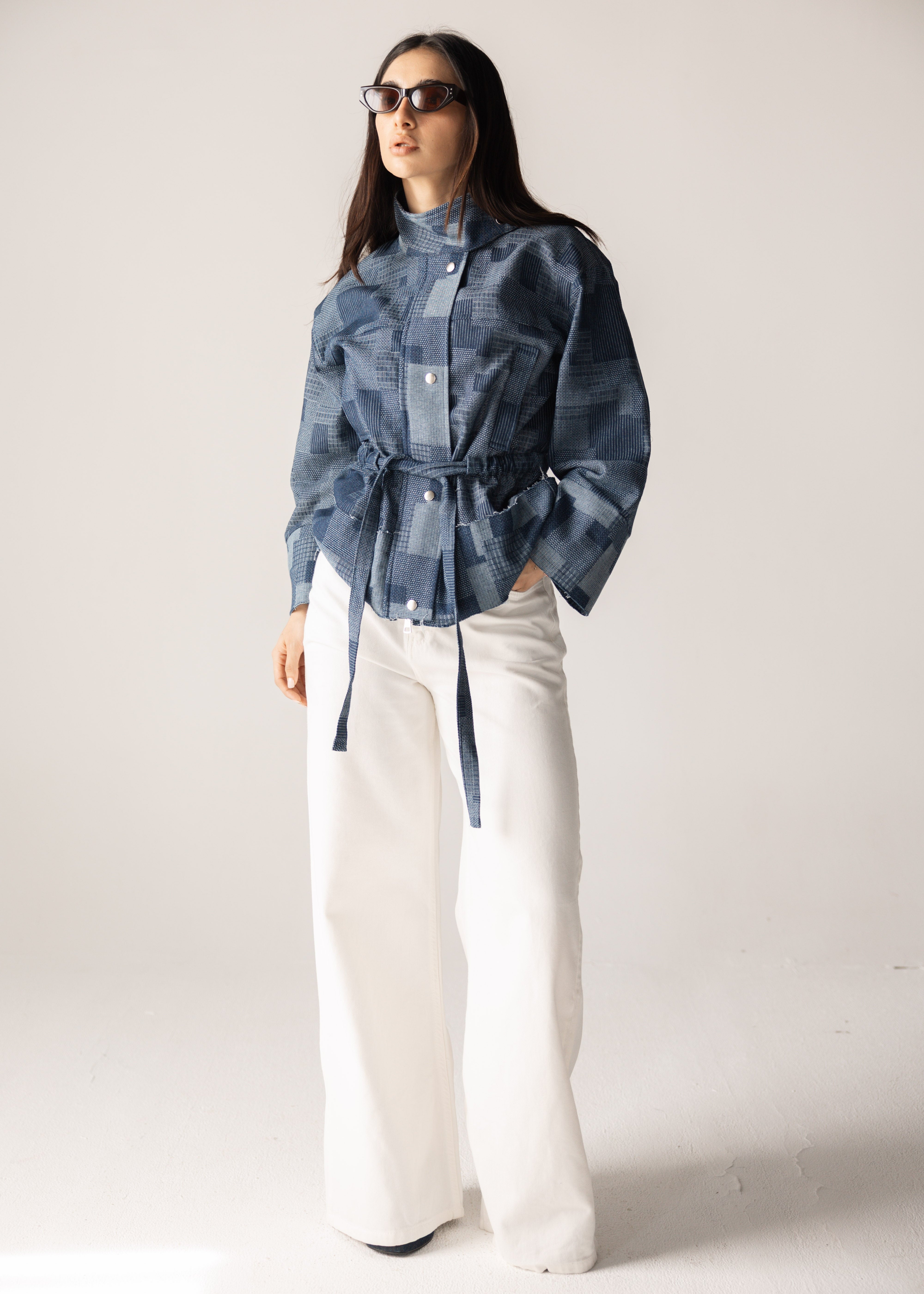 Checked Denim Jacket - AB ESSENTIALS