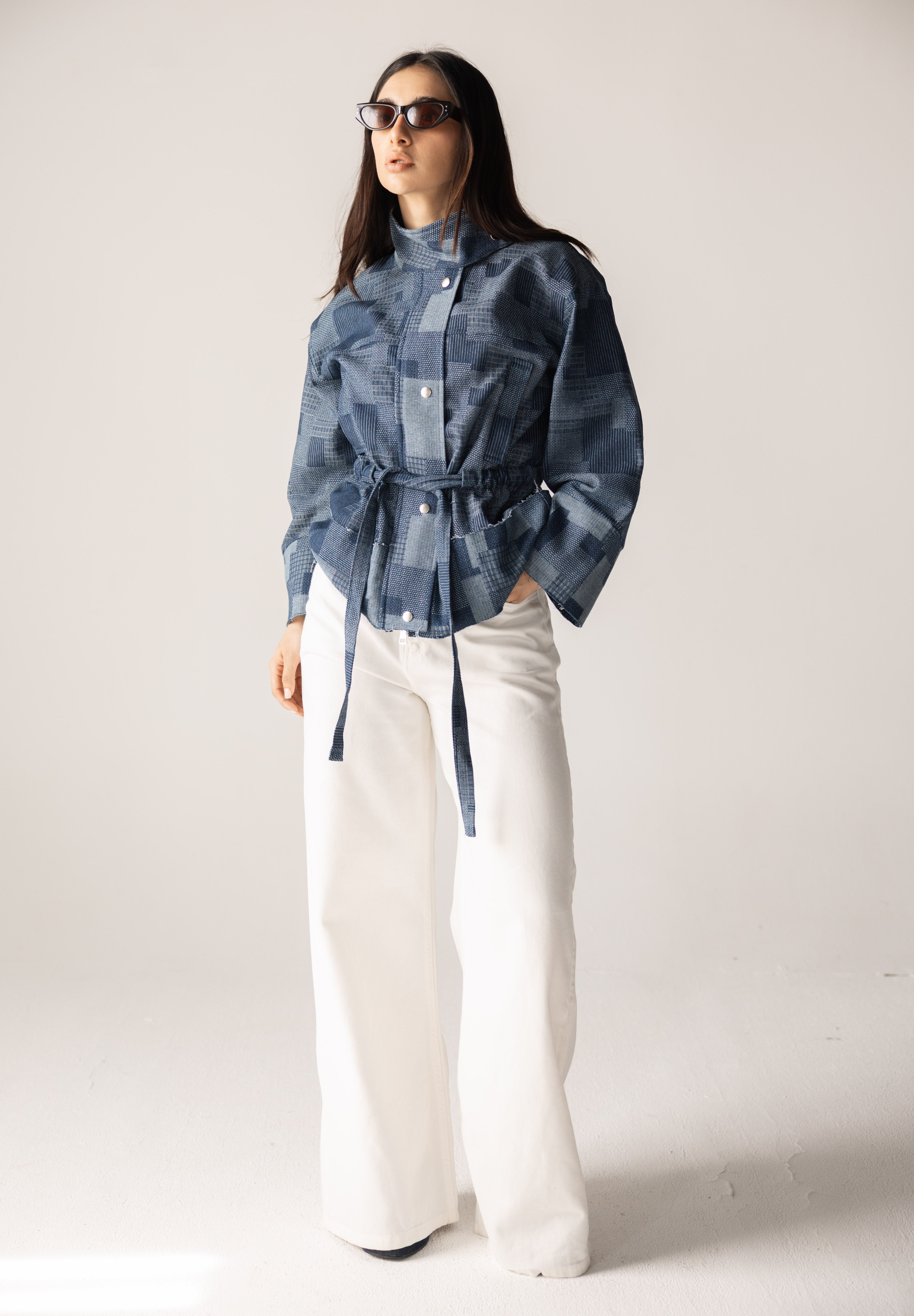 Checked Denim Jacket - AB ESSENTIALS