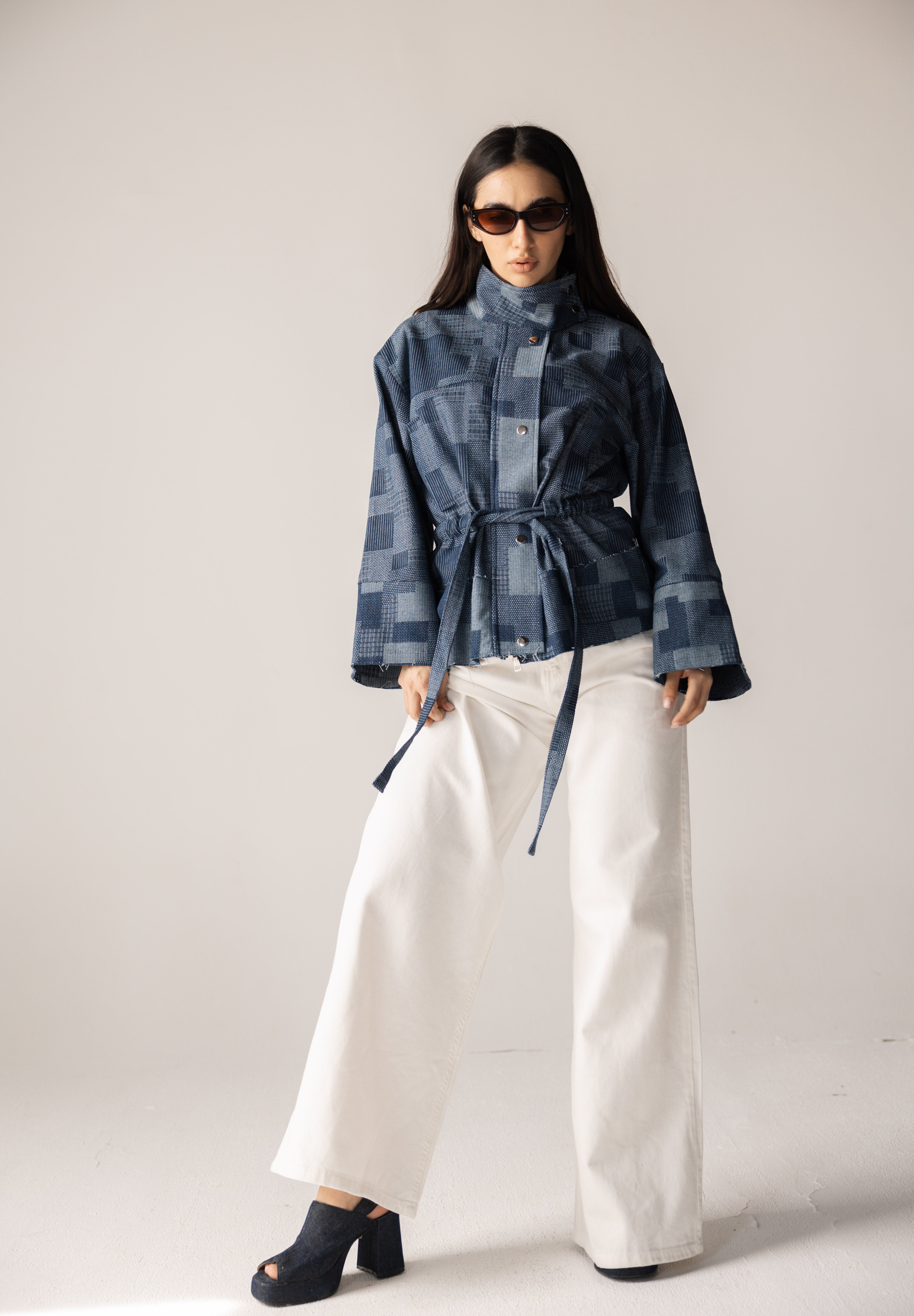 Checked Denim Jacket - AB ESSENTIALS