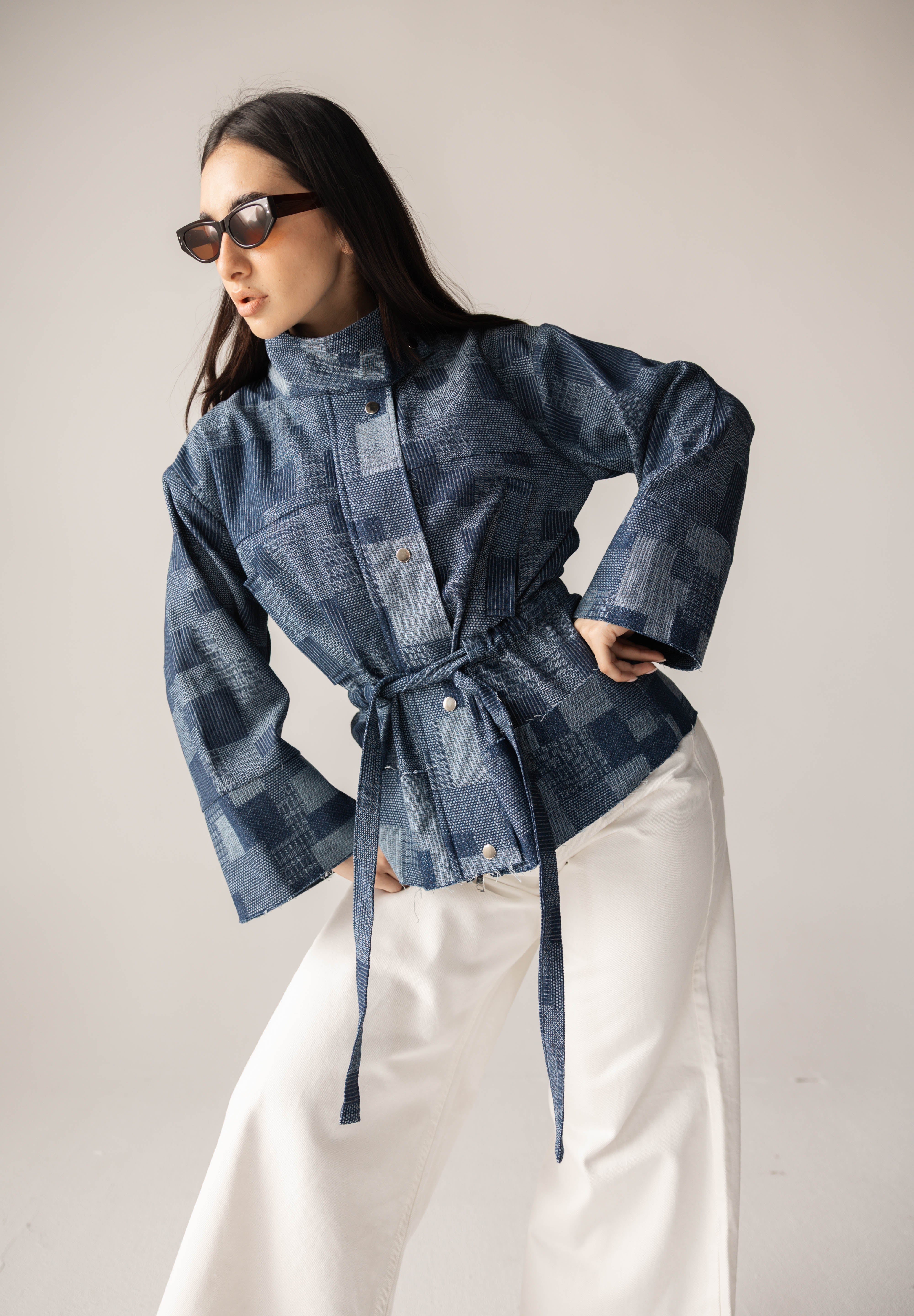 Checked Denim Jacket - AB ESSENTIALS