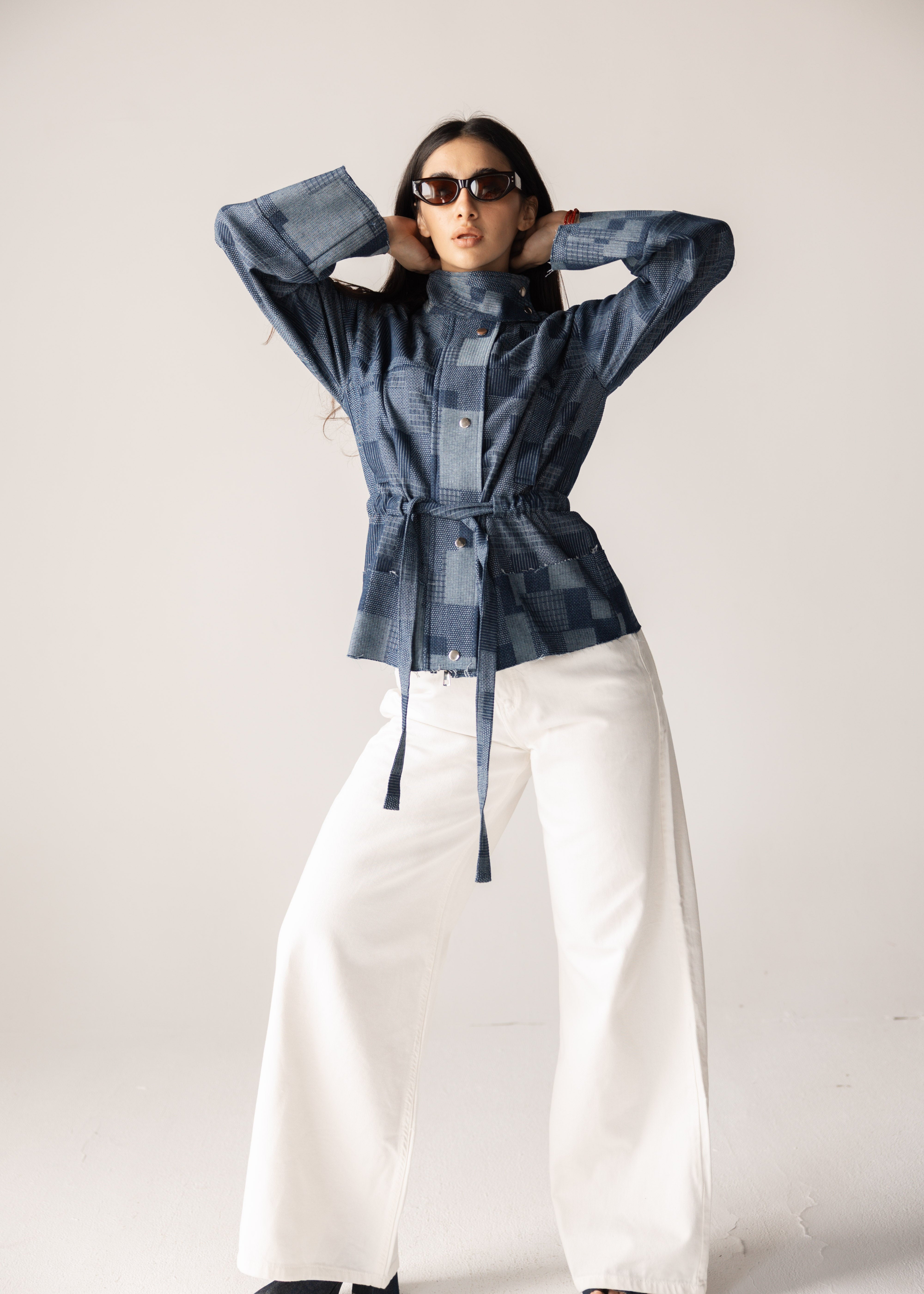 Checked Denim Jacket - AB ESSENTIALS