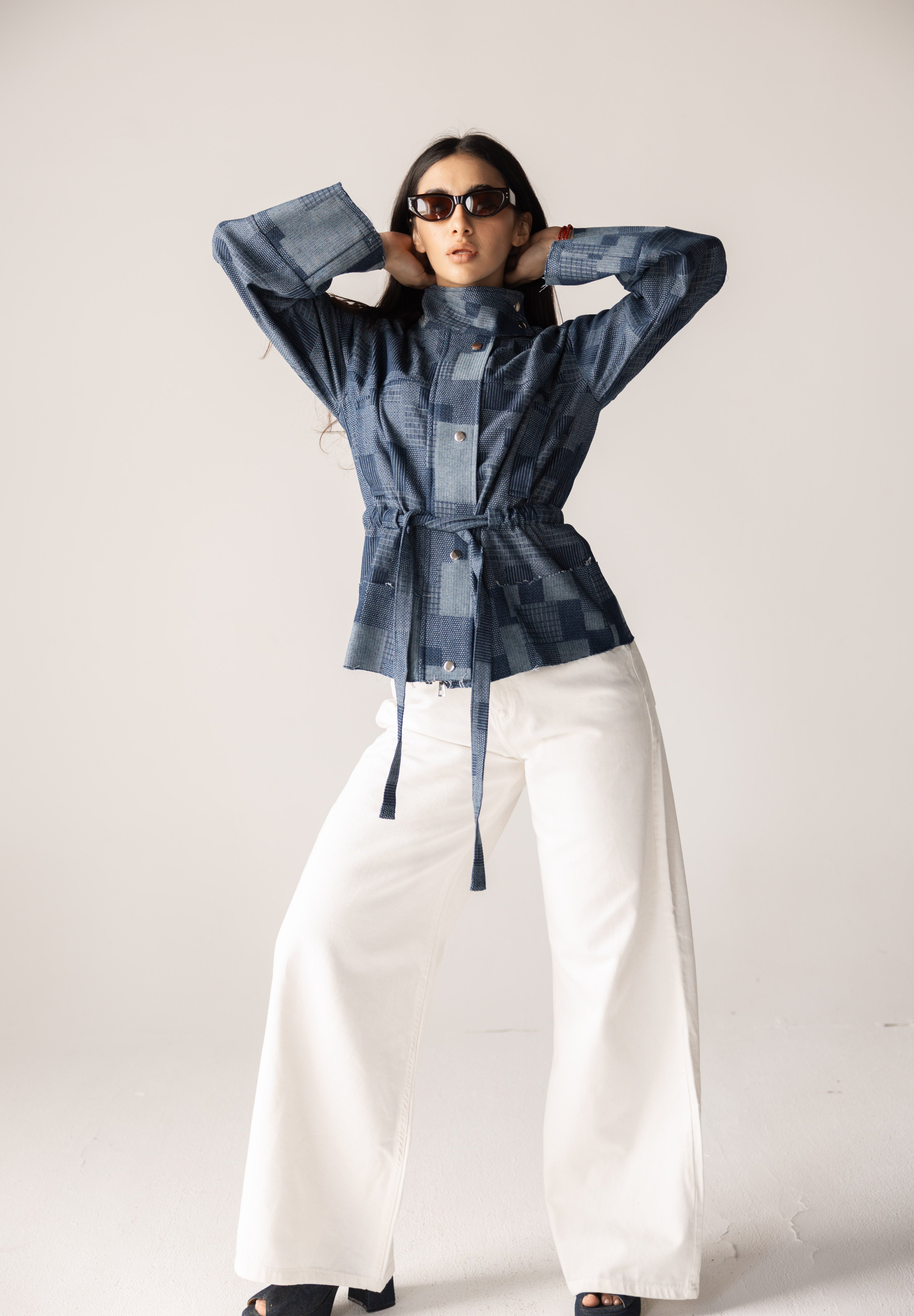 Checked Denim Jacket - AB ESSENTIALS