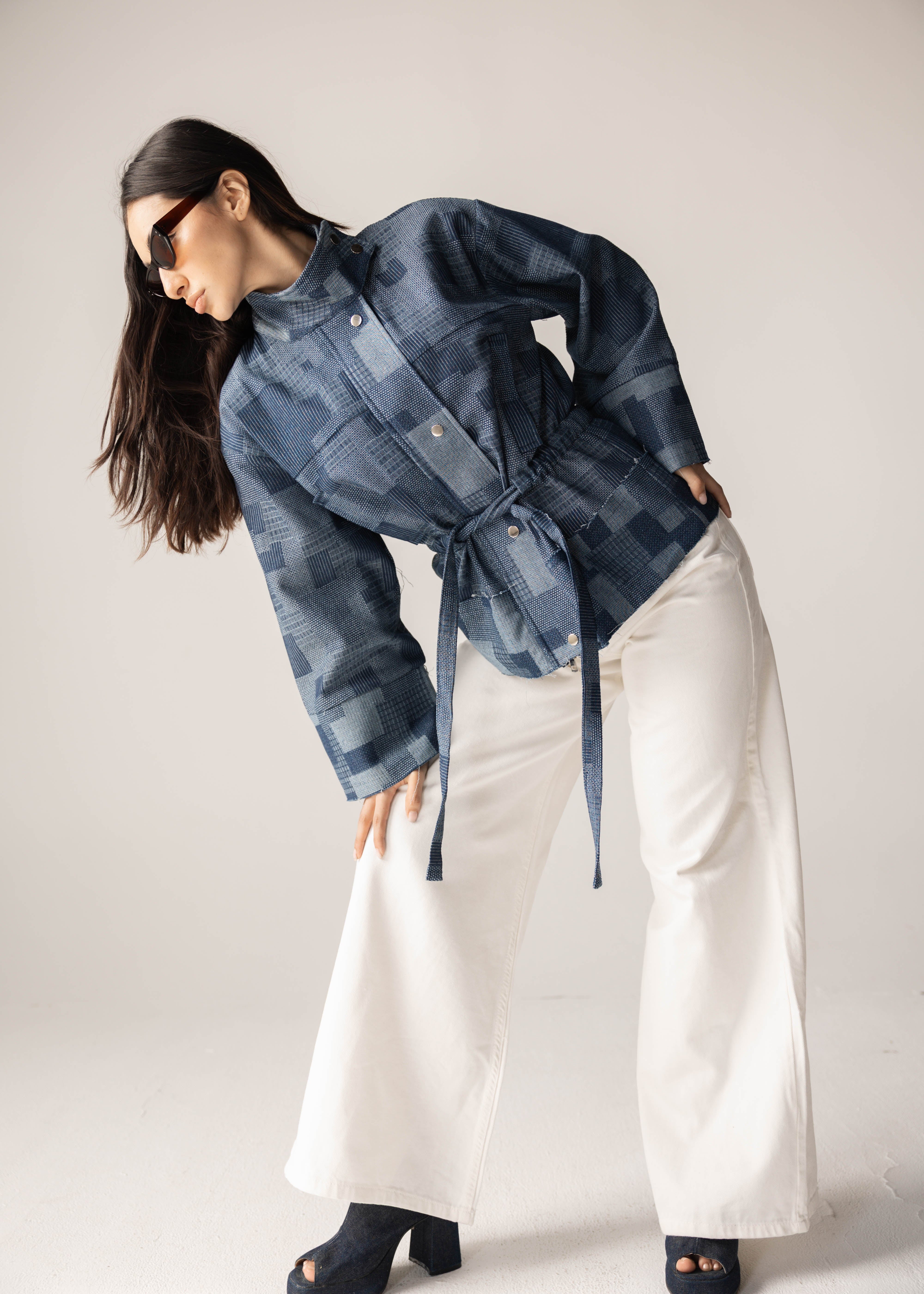 Checked Denim Jacket - AB ESSENTIALS