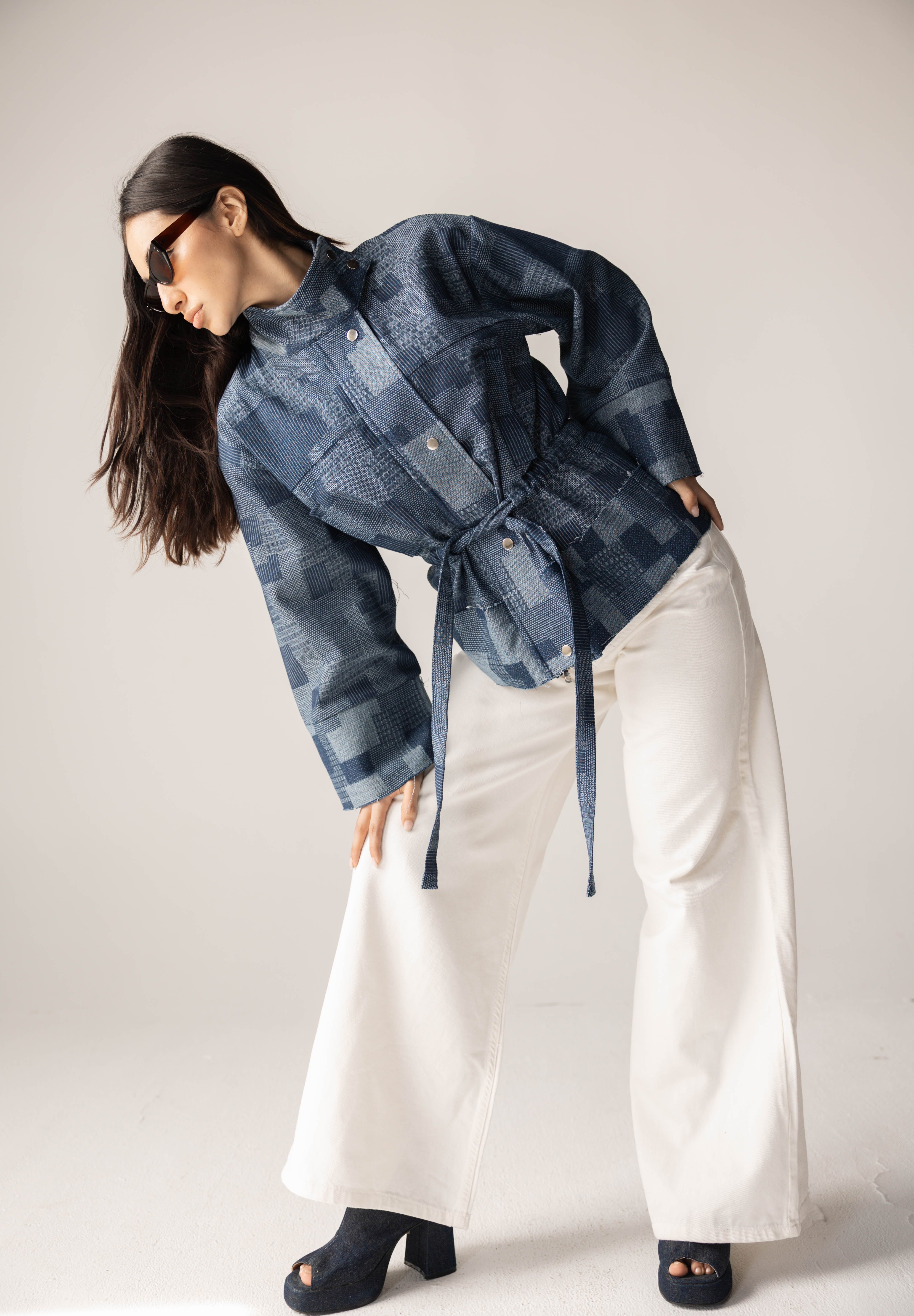 Checked Denim Jacket - AB ESSENTIALS