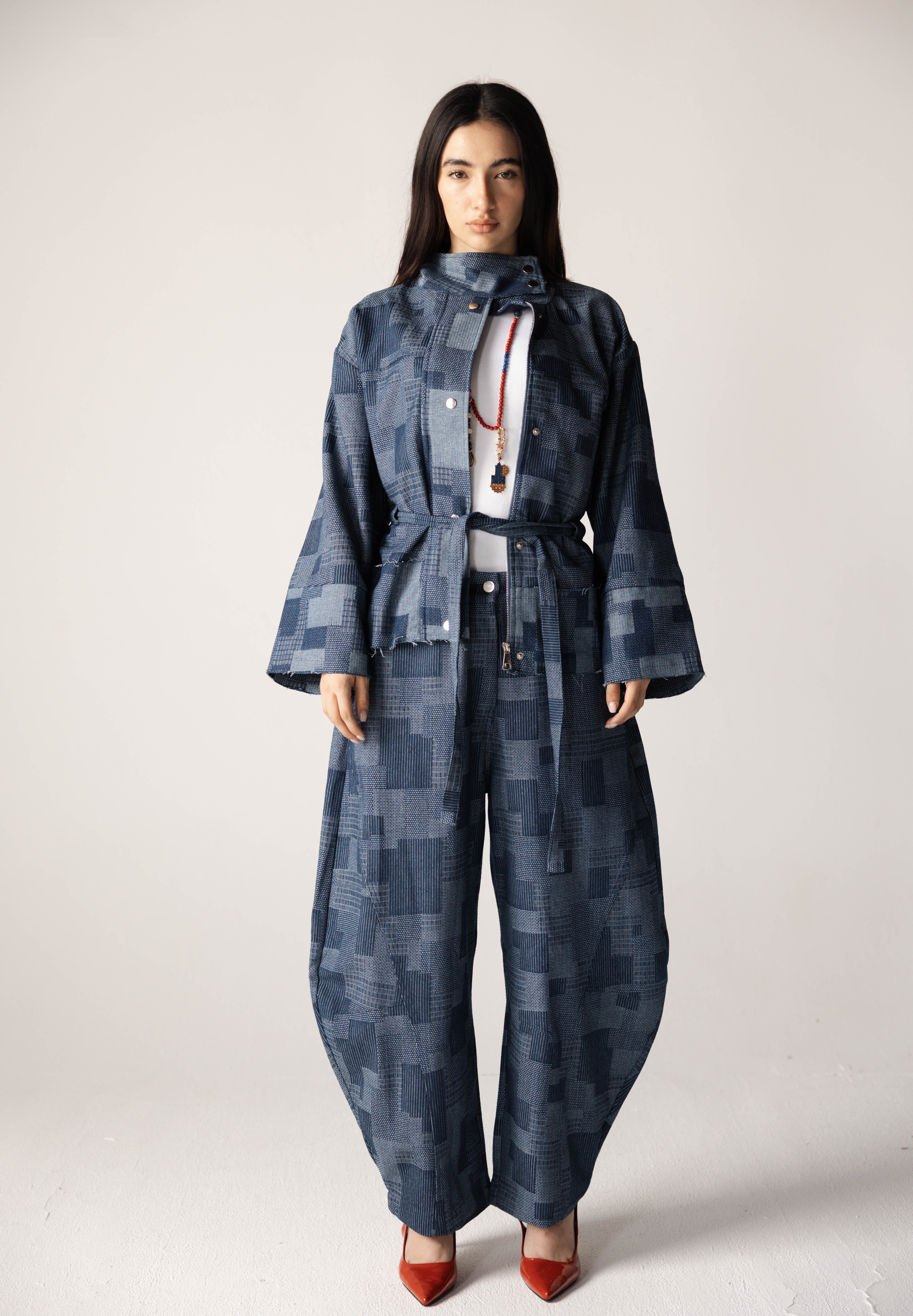 Checked Denim Jacket - AB ESSENTIALS