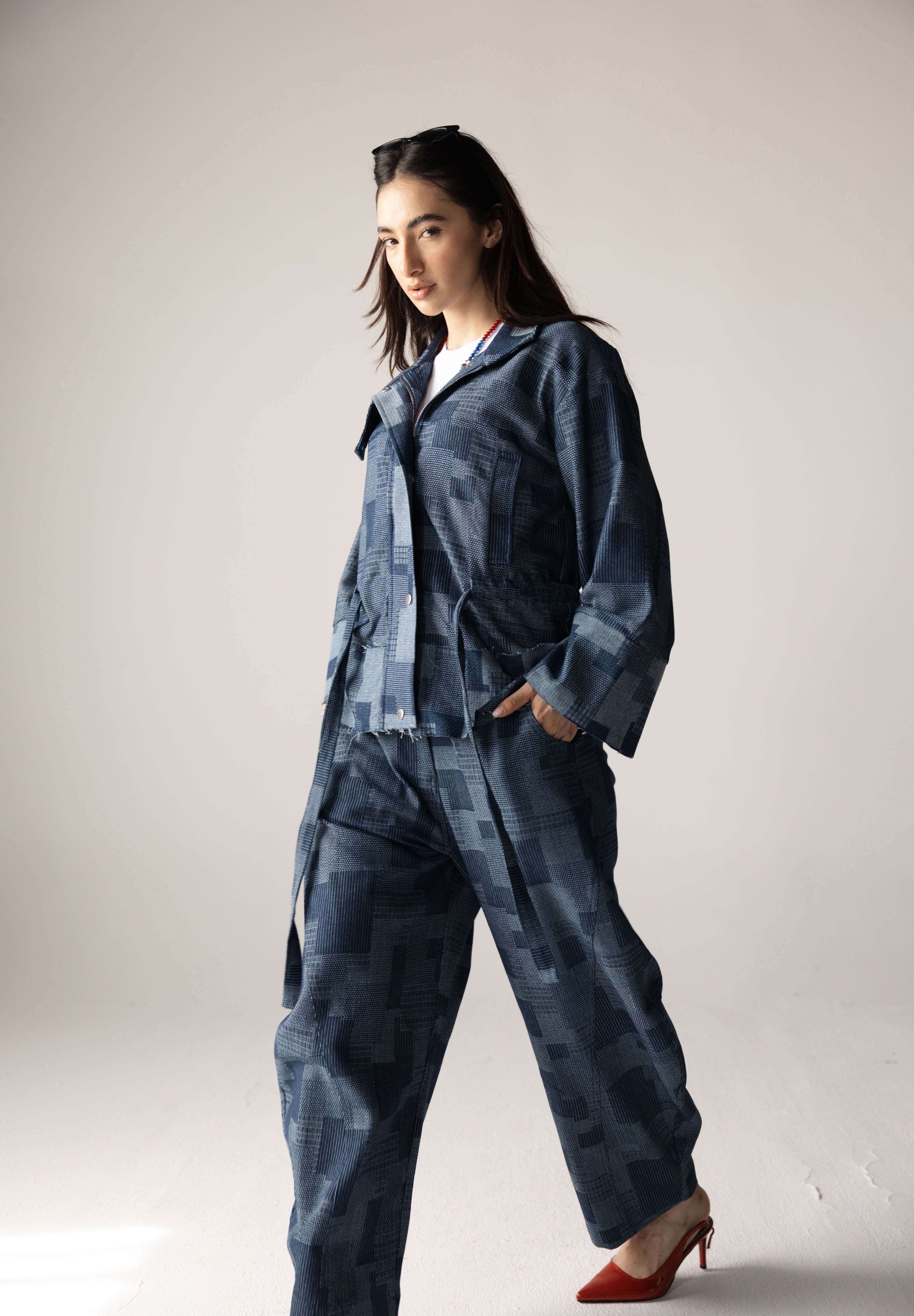 Checked Denim Jacket - AB ESSENTIALS