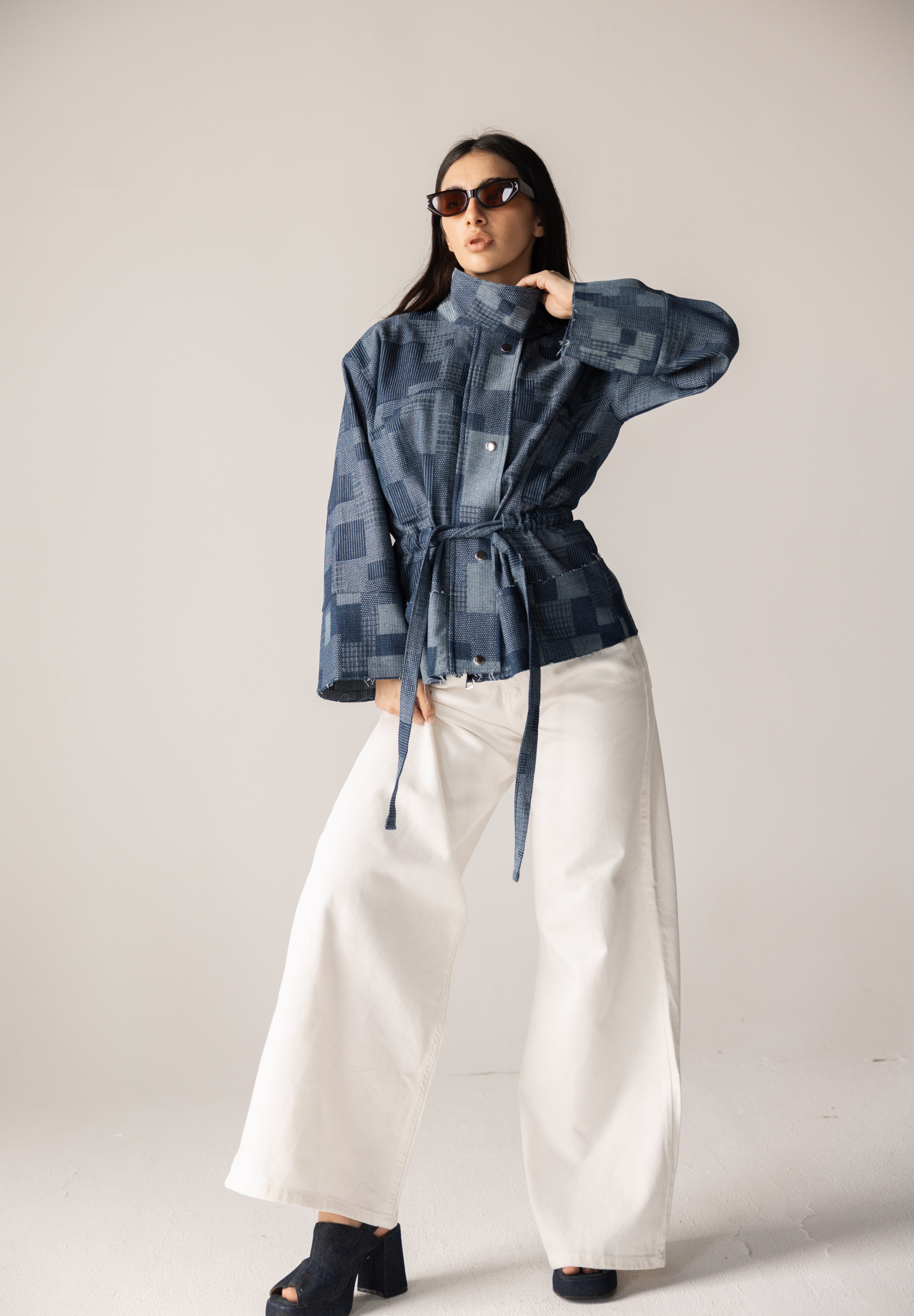 Checked Denim Jacket - AB ESSENTIALS