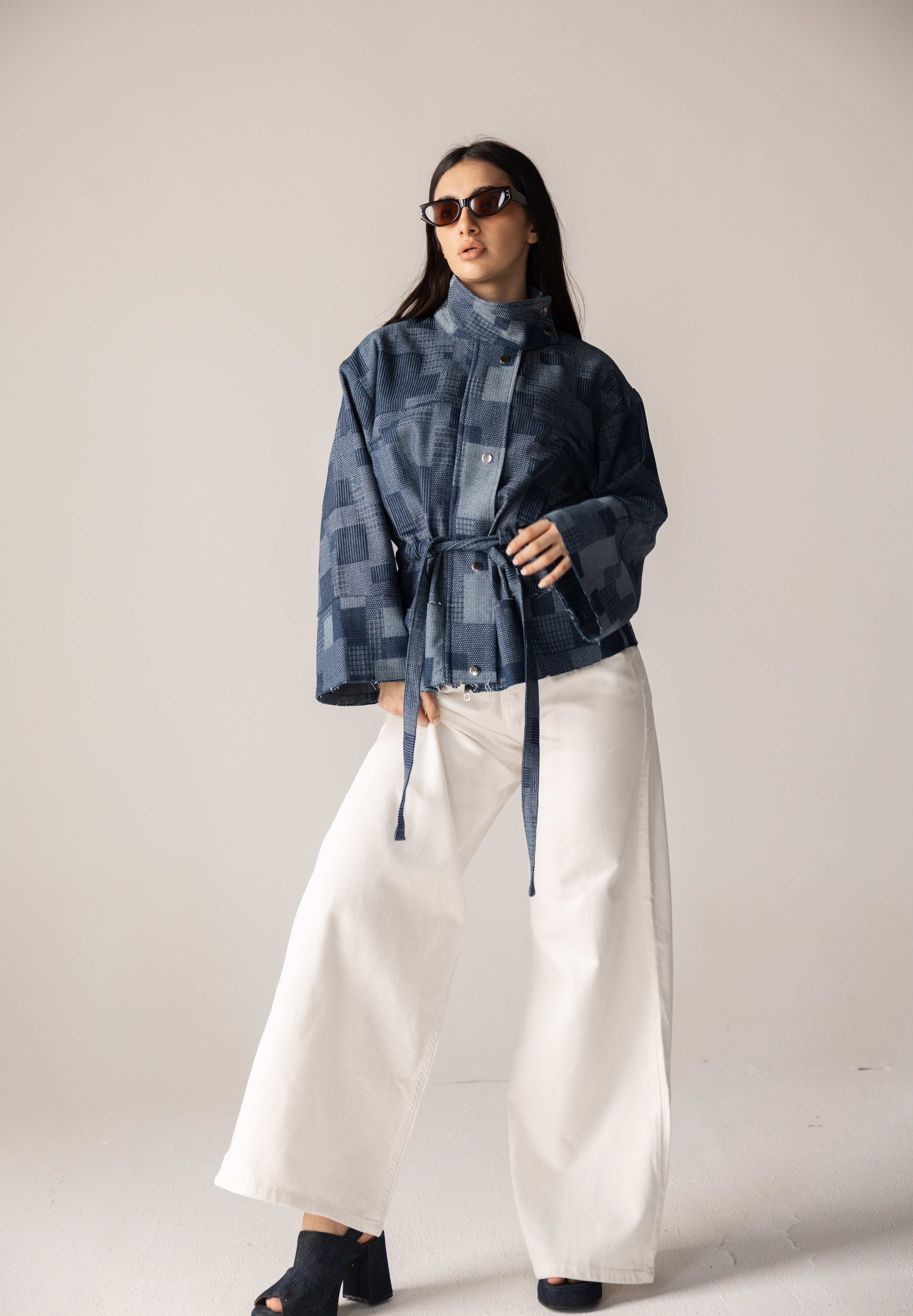 Checked Denim Jacket - AB ESSENTIALS