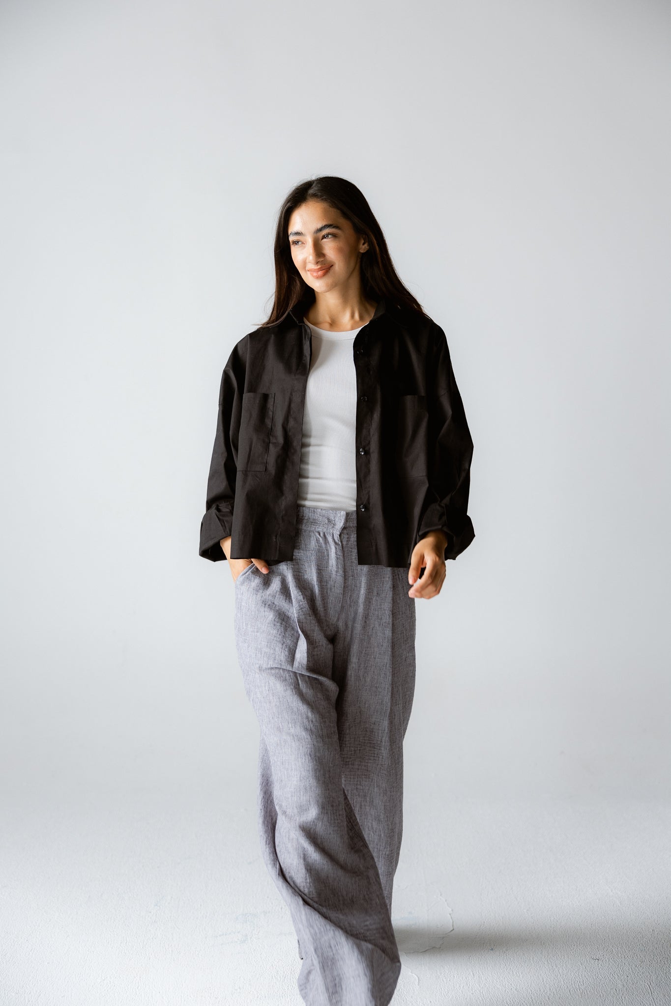 Cropi Shirt Black - AB ESSENTIALS