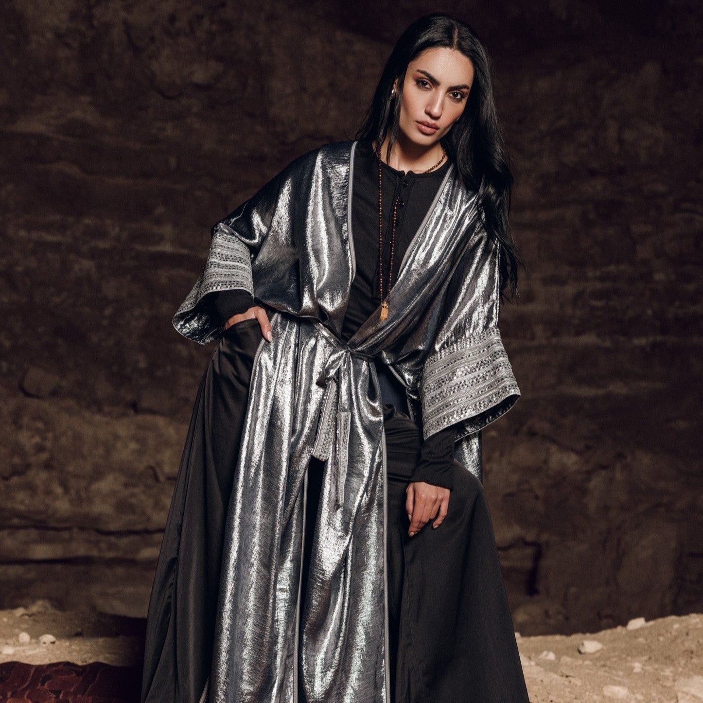 Diamond Kaftan Dark Silver - AB ESSENTIALS
