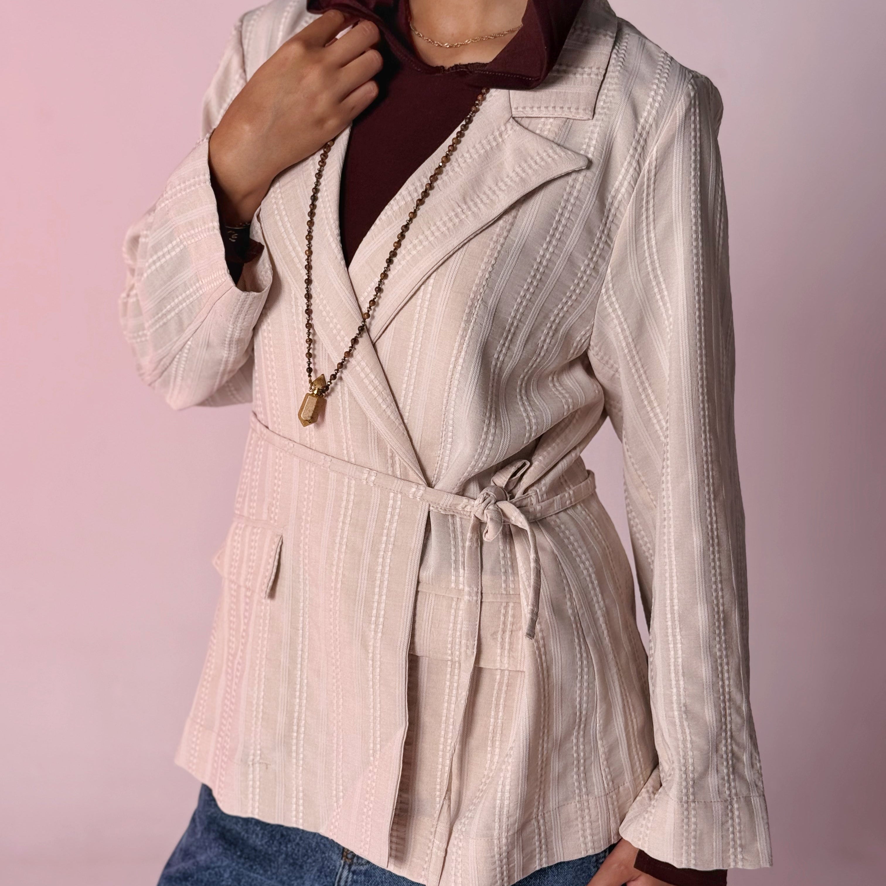 Fine Line Blazer Beige - AB ESSENTIALS