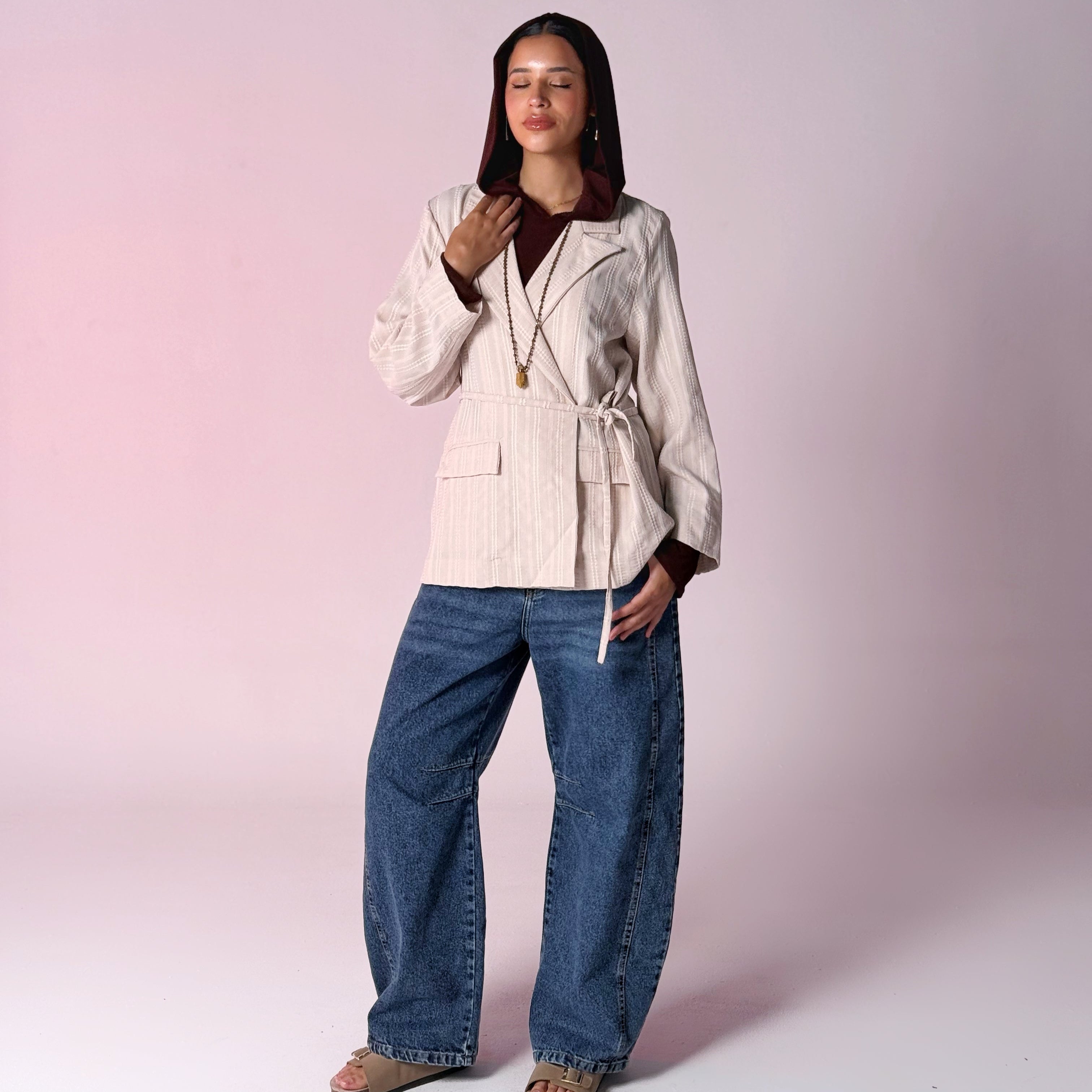 Fine Line Blazer Beige - AB ESSENTIALS