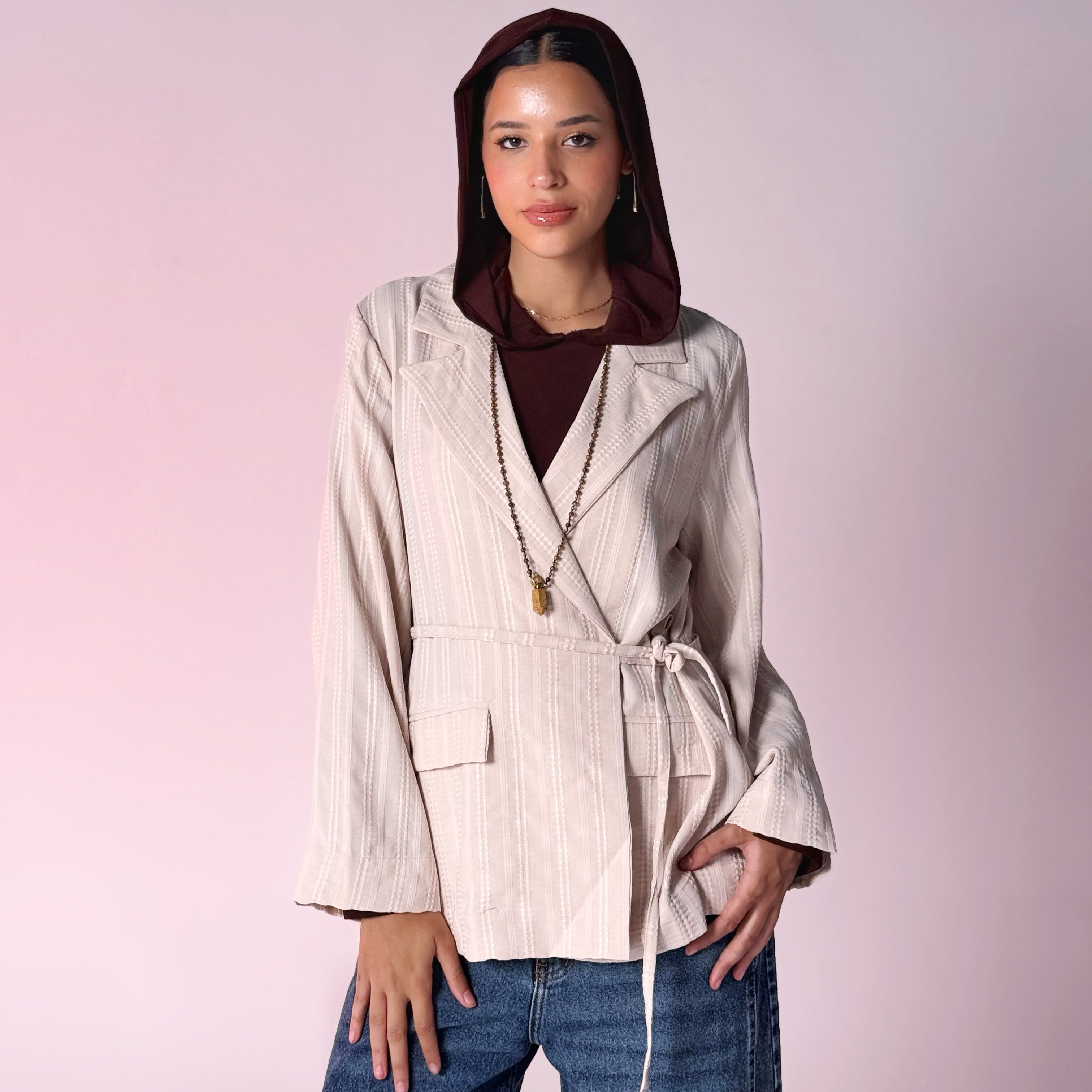 Fine Line Blazer Beige - AB ESSENTIALS