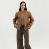 Leather Jacket Camel - AB ESSENTIALS