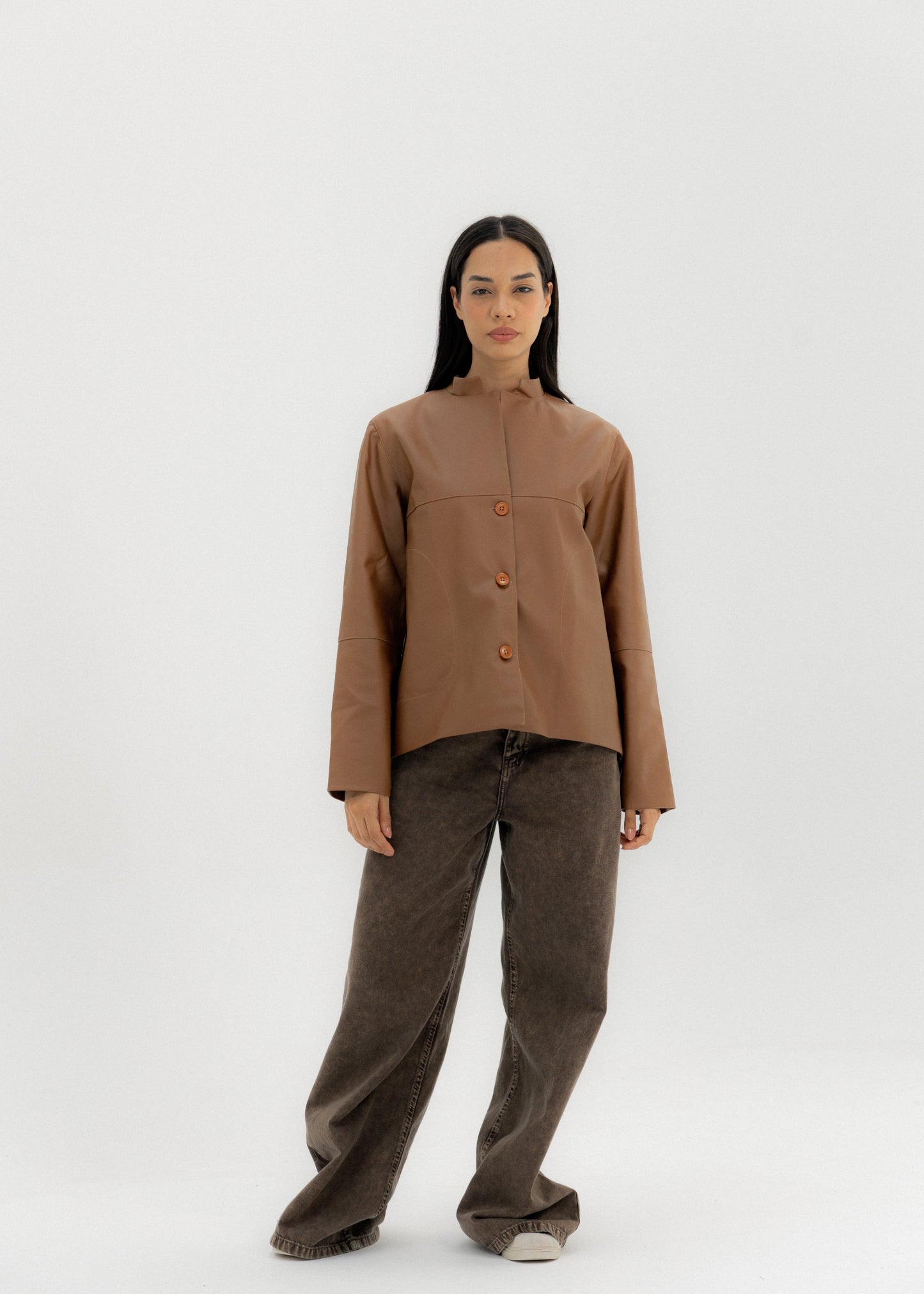 Leather Jacket Camel - AB ESSENTIALS