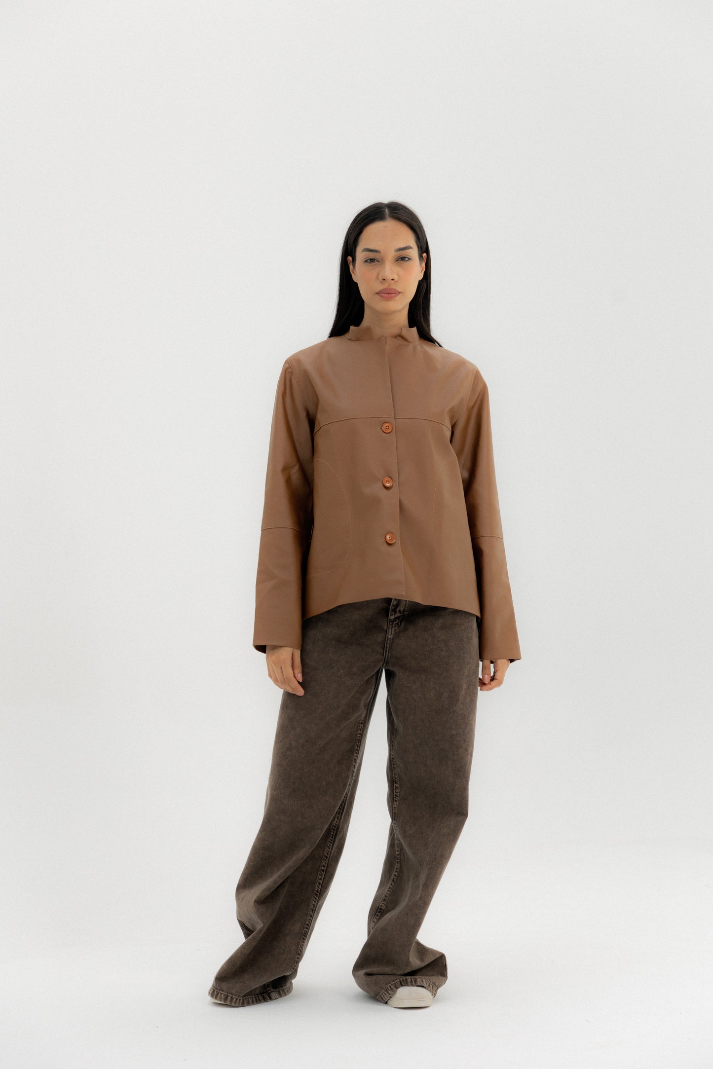 Leather Jacket Camel - AB ESSENTIALS