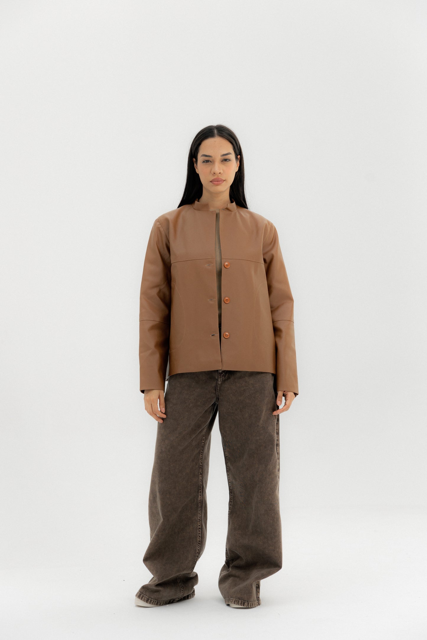 Leather Jacket Camel - AB ESSENTIALS