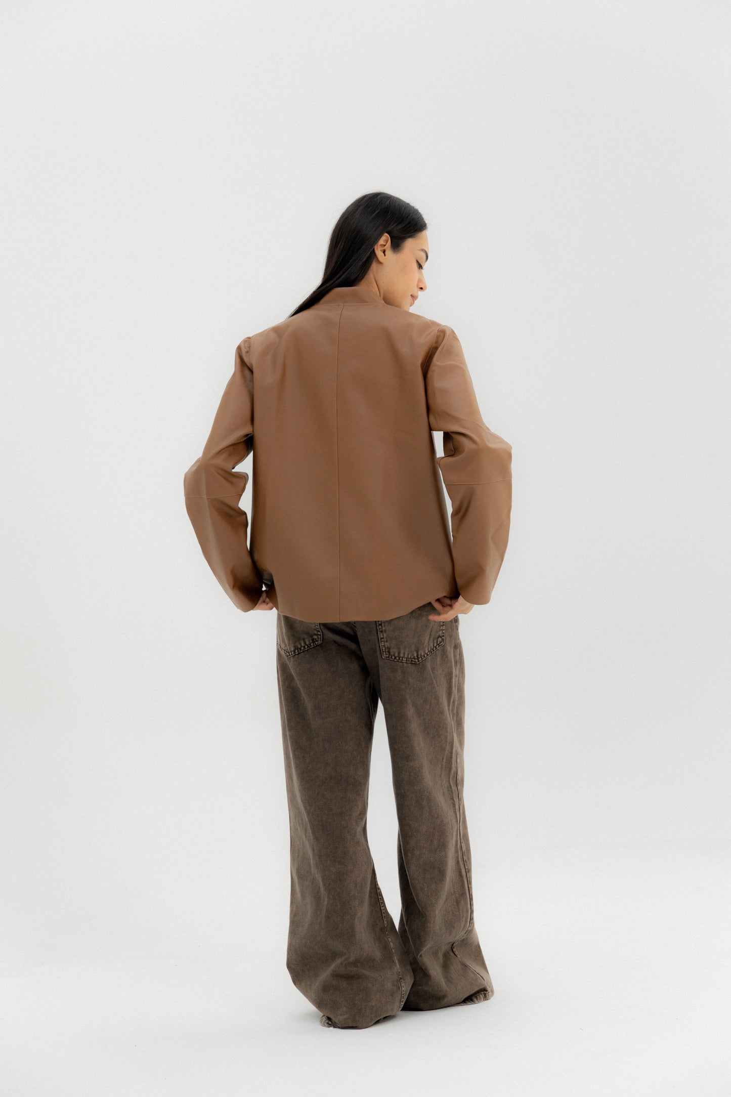 Leather Jacket Camel - AB ESSENTIALS