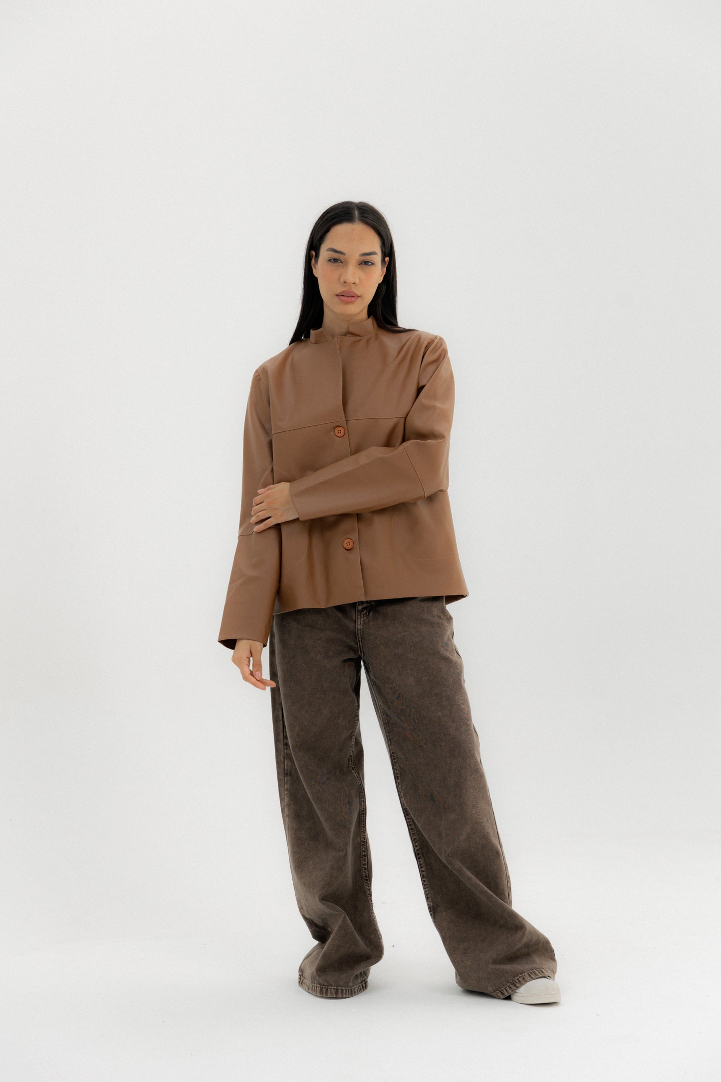 Leather Jacket Camel - AB ESSENTIALS