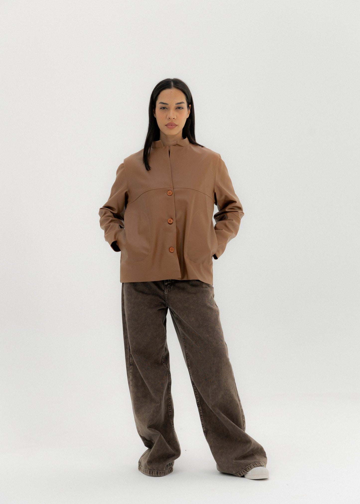 Leather Jacket Camel - AB ESSENTIALS