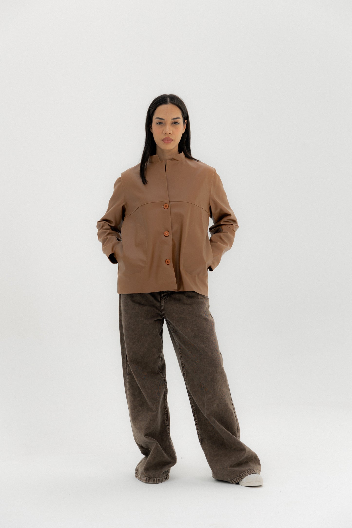 Leather Jacket Camel - AB ESSENTIALS