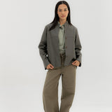 Leather Jacket Grey - AB ESSENTIALS