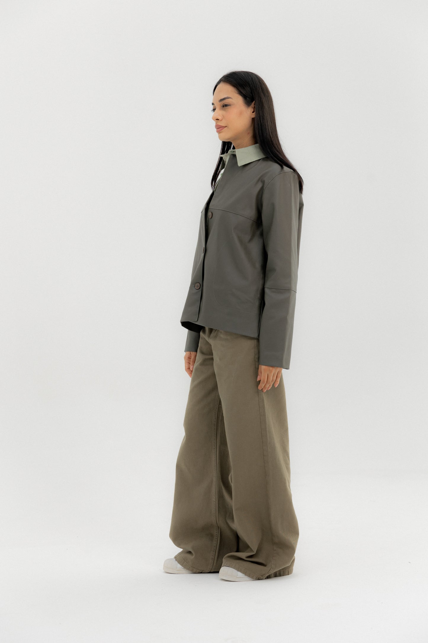 Leather Jacket Grey - AB ESSENTIALS