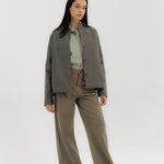 Leather Jacket Grey - AB ESSENTIALS