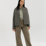 Leather Jacket Grey - AB ESSENTIALS