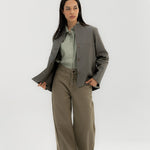 Leather Jacket Grey - AB ESSENTIALS