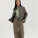 Leather Jacket Grey - AB ESSENTIALS