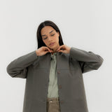 Leather Jacket Grey - AB ESSENTIALS