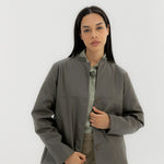 Leather Jacket Grey - AB ESSENTIALS