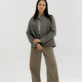 Leather Jacket Grey - AB ESSENTIALS