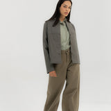 Leather Jacket Grey - AB ESSENTIALS